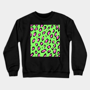 Green Pink Neon Leopard Print Animal Crewneck Sweatshirt